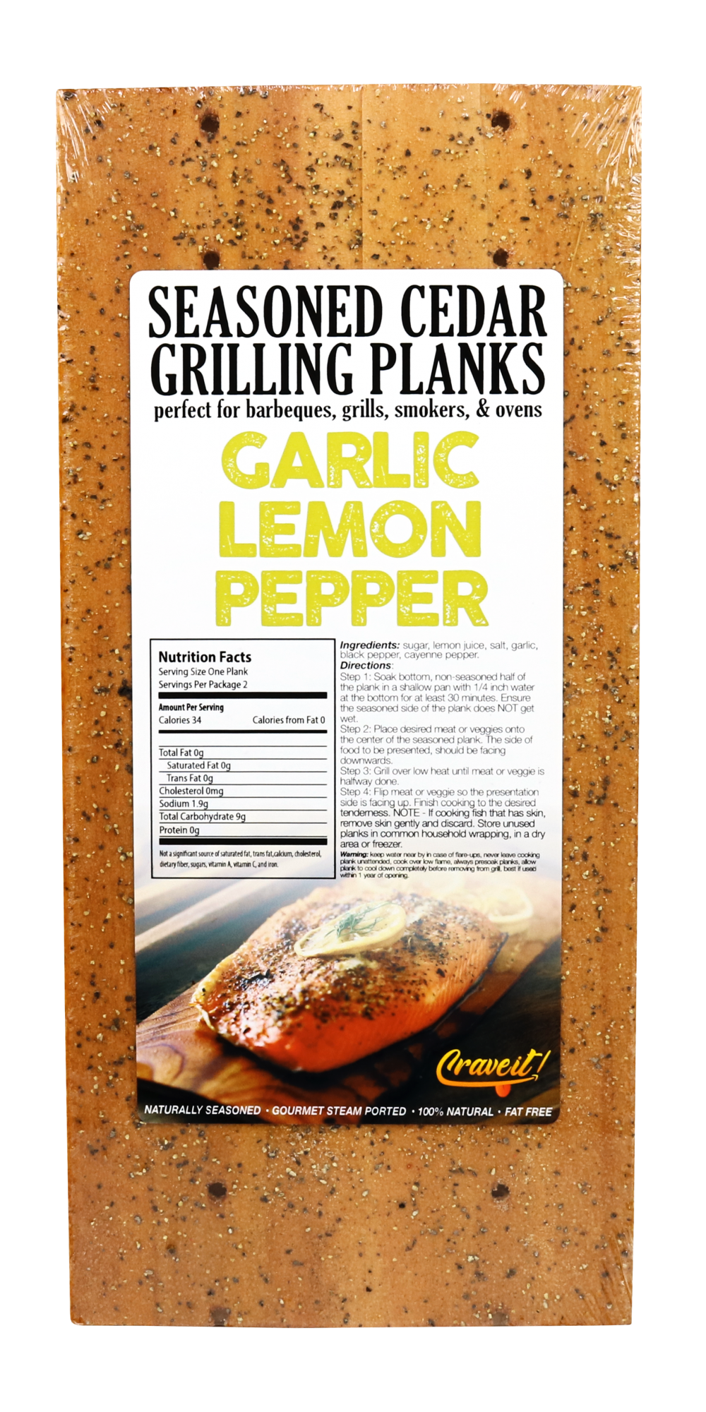 Garlic Lemon Pepper Seasoned Cedar Grilling Plank