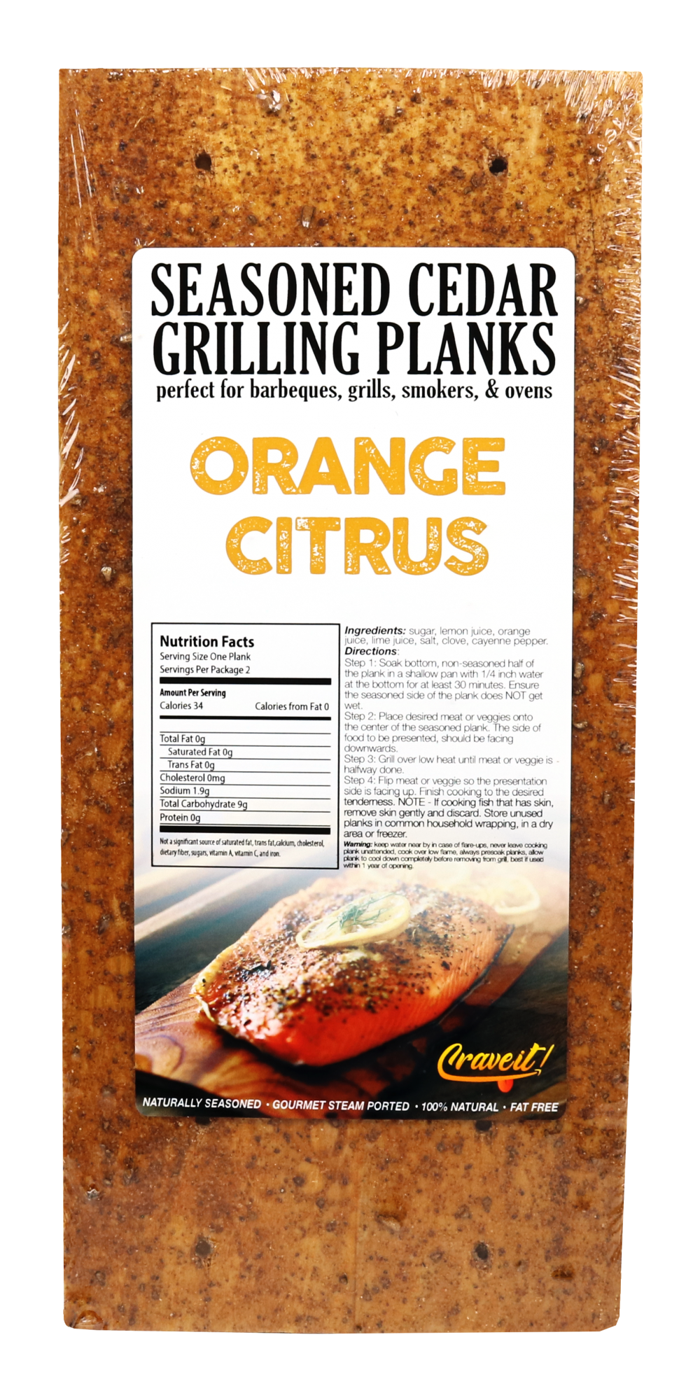 Orange Citrus Seasoned Cedar Grilling Plank
