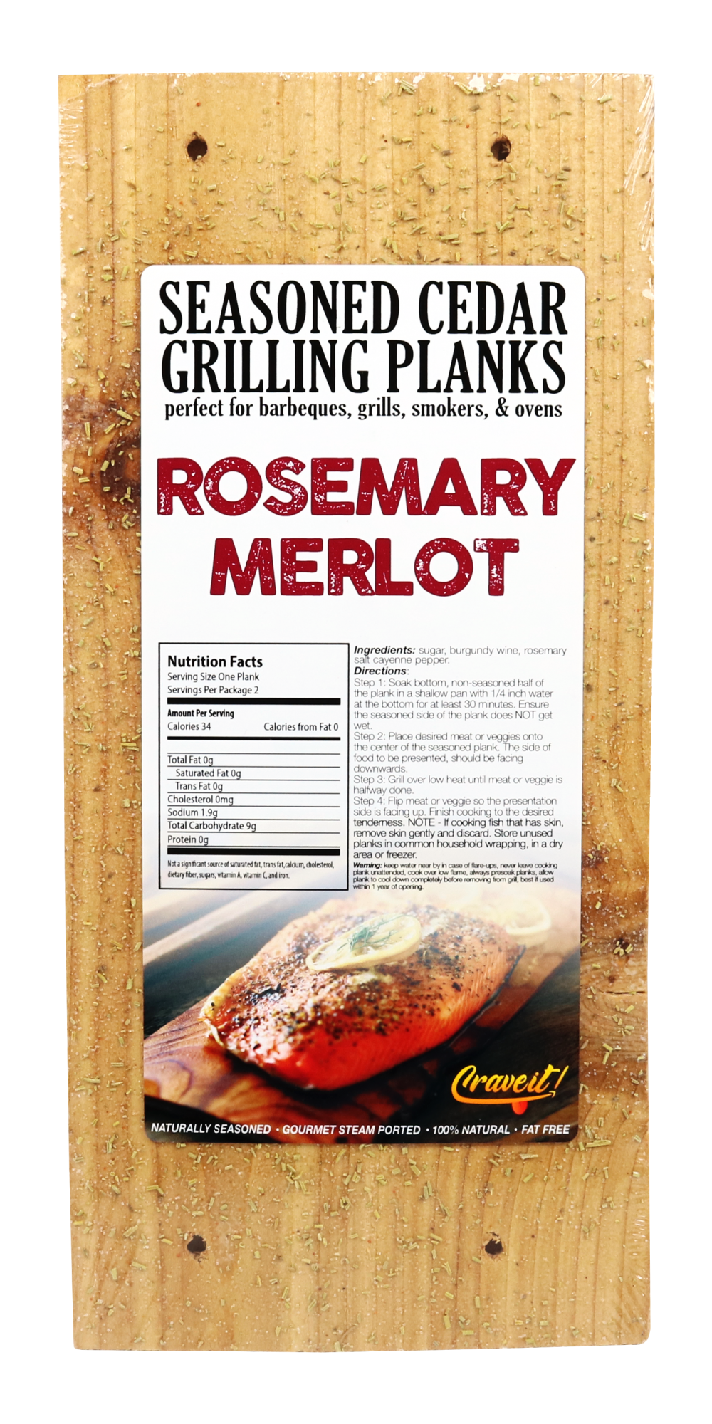 Rosemary Merlot Seasoned Cedar Grilling Plank